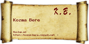 Kozma Bere névjegykártya